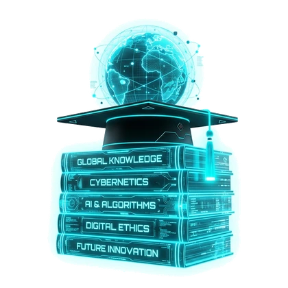 Digital education books and graduation cap